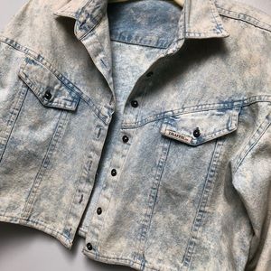Vintage Pre-washed Denim Cropped Jacket by Traffic
